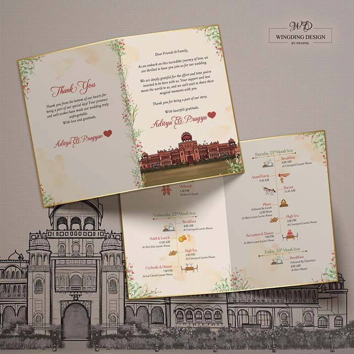 Royal Fold Wedding Itinerary Card